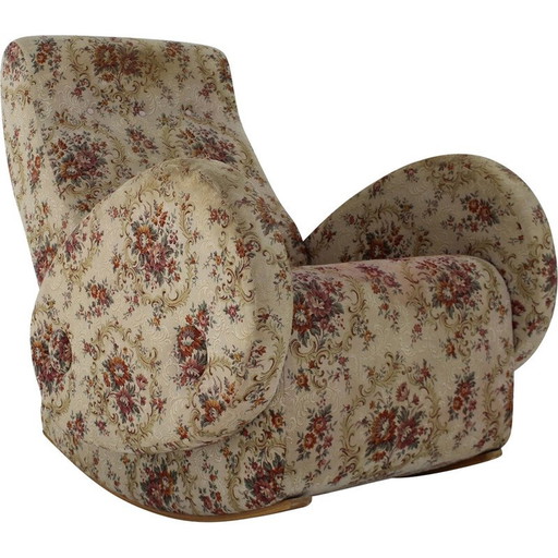 Fauteuil à bascule vintage avec tapisserie, Tchécoslovaquie, années 1960