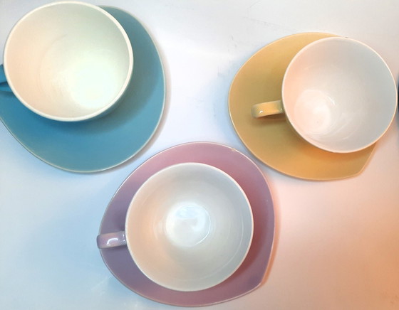 Image 1 of 3X Boch Pastel Tasse et soucoupe Expo 58