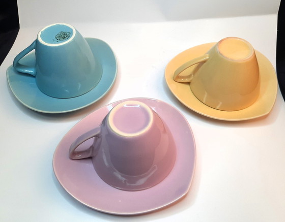 Image 1 of 3X Boch Pastel Tasse et soucoupe Expo 58