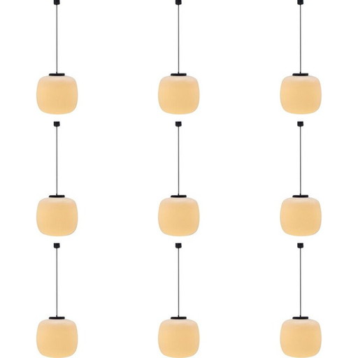 Ensemble de 10 grandes lampes suspendues en verre vintage 1970