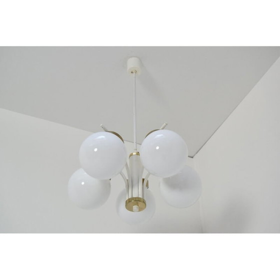 Image 1 of Lustre vintage en verre et métal laqué par Jilove, Tchécoslovaquie 1970