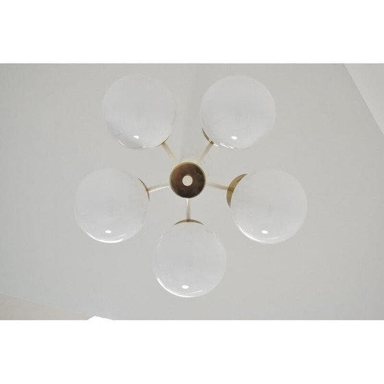 Image 1 of Lustre vintage en verre et métal laqué par Jilove, Tchécoslovaquie 1970