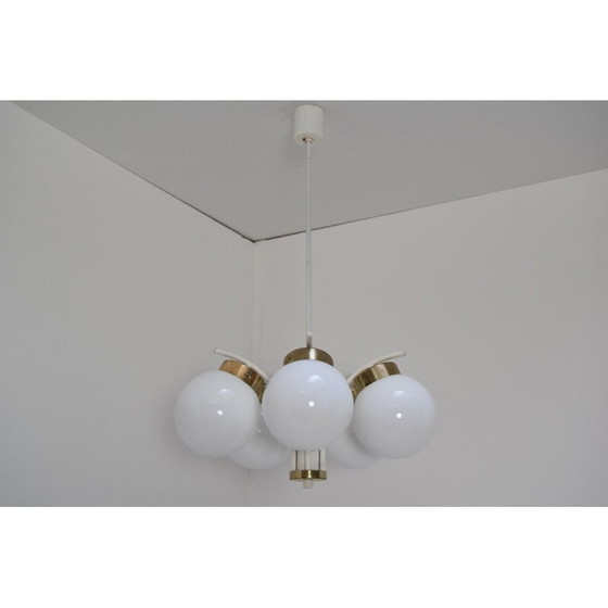 Image 1 of Lustre vintage en verre et métal laqué par Jilove, Tchécoslovaquie 1970