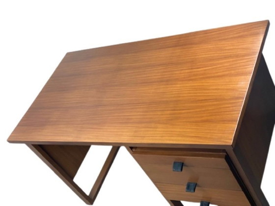 Image 1 of Bureau Vintage, 1960-70, Grand ModèLe, Bois, Cuir