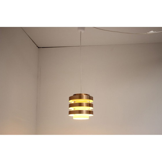 Image 1 of Lampe suspendue vintage en métal et laiton par Drupol, Tchécoslovaquie 1970