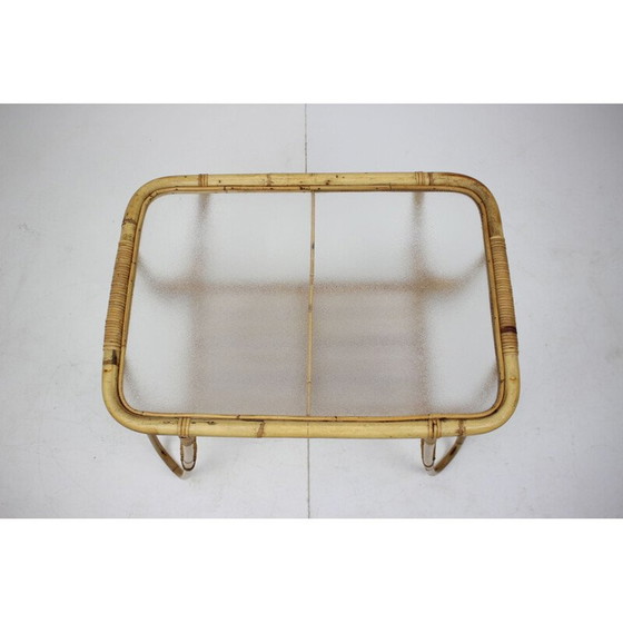 Image 1 of Table basse vintage en rotin, Tchécoslovaquie 1960