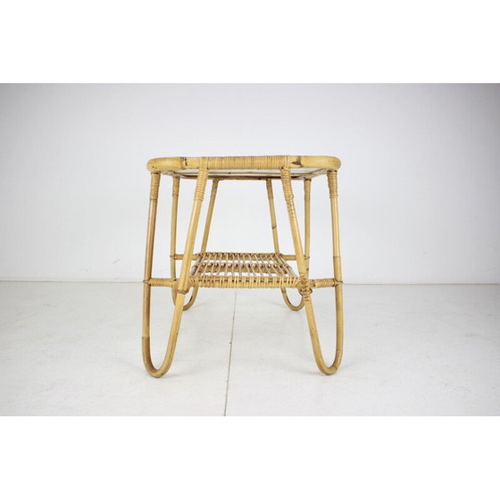 Image 1 of Table basse vintage en rotin, Tchécoslovaquie 1960