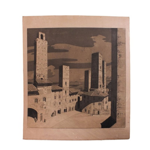 Gravure à l'aquatinte d'époque signée par Sir Claude Francis Barry, 1930