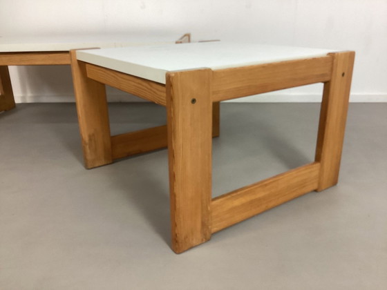 Image 1 of Vintage Yngve Ekstrom Swedesse Pastoe Coffee Tables Pine With White Melamine Top 1960s