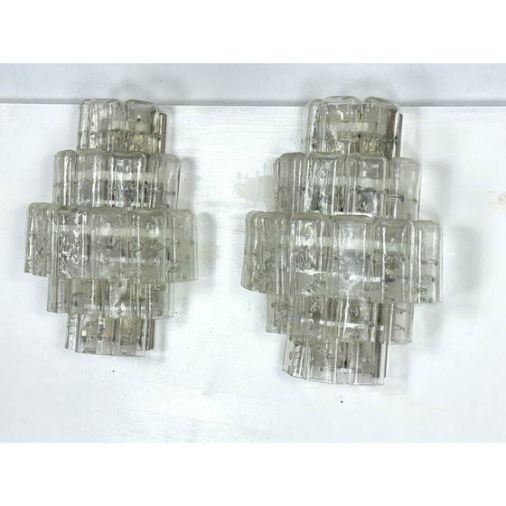 Image 1 of Paire d'appliques vintage en verre clair de Murano, Italie, années 1970