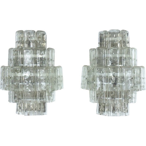 Image 1 of Paire d'appliques vintage en verre clair de Murano, Italie, années 1970