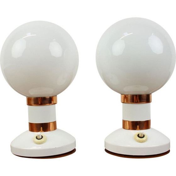 Image 1 of Paire de lampes de table vintage en métal et verre par Drukov, Tchécoslovaquie 1970