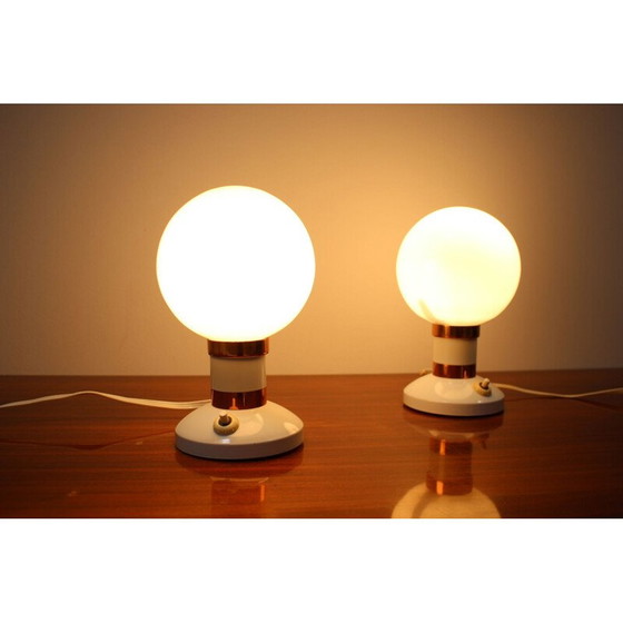 Image 1 of Paire de lampes de table vintage en métal et verre par Drukov, Tchécoslovaquie 1970