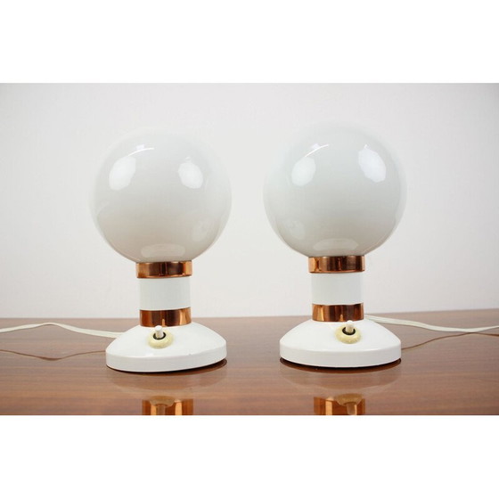Image 1 of Paire de lampes de table vintage en métal et verre par Drukov, Tchécoslovaquie 1970
