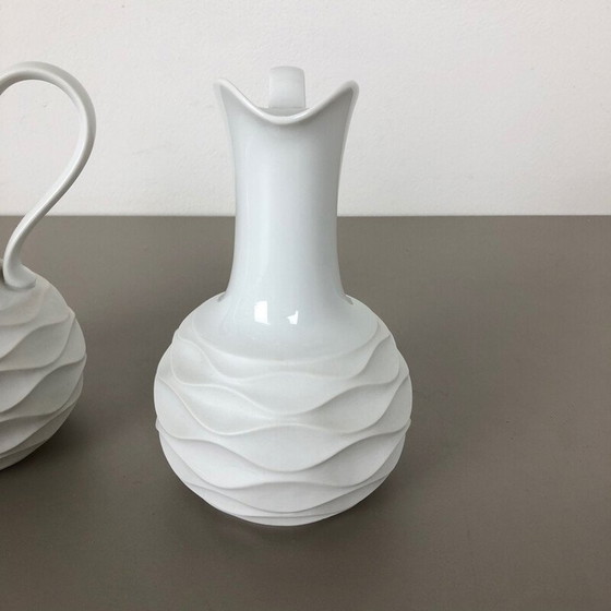 Image 1 of Paire de vases vintage en porcelaine OP Art, Allemagne 1970