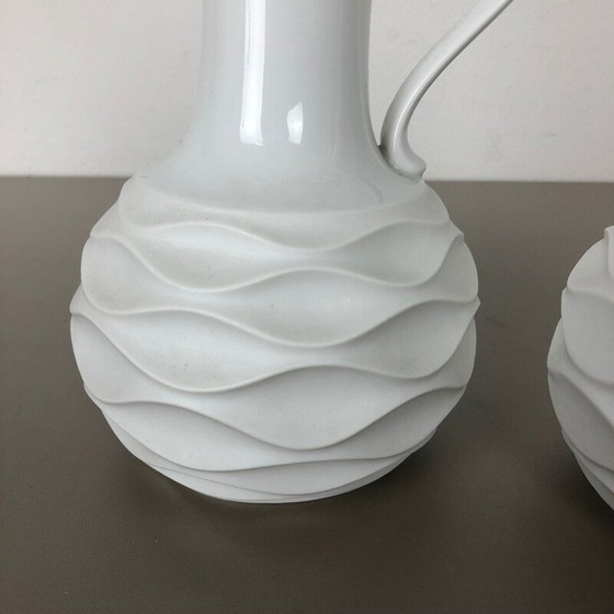 Image 1 of Paire de vases vintage en porcelaine OP Art, Allemagne 1970