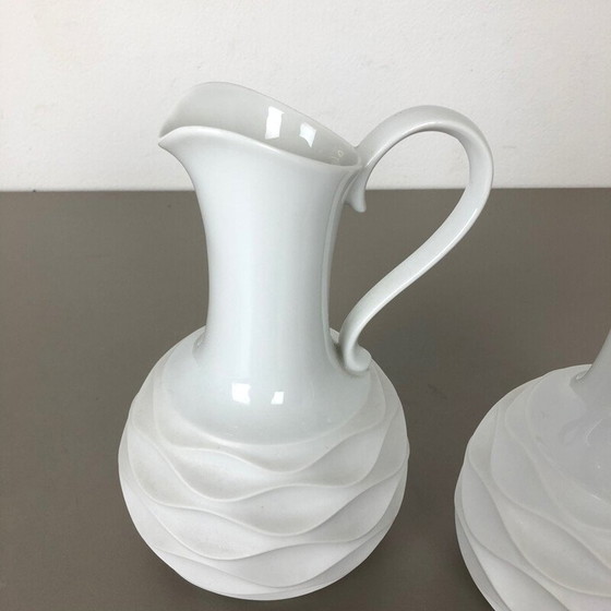 Image 1 of Paire de vases vintage en porcelaine OP Art, Allemagne 1970