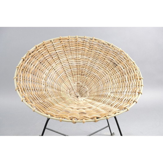 Image 1 of Chaise vintage en fer et osier, Allemagne 1960