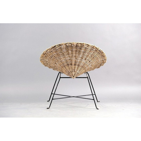 Image 1 of Chaise vintage en fer et osier, Allemagne 1960