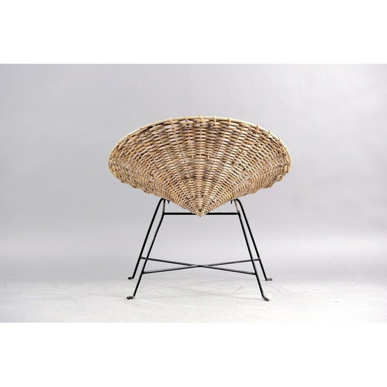 Image 1 of Chaise vintage en fer et osier, Allemagne 1960