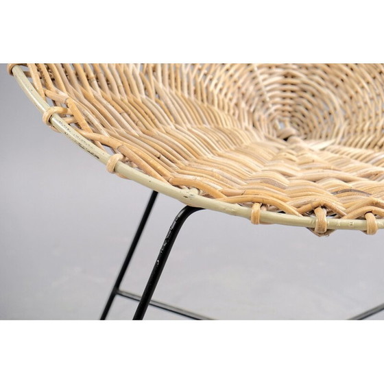 Image 1 of Chaise vintage en fer et osier, Allemagne 1960