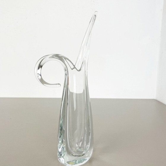 Image 1 of Vase vintage en cristal floral par Flavio Poli pour Art Vannes, France 1970