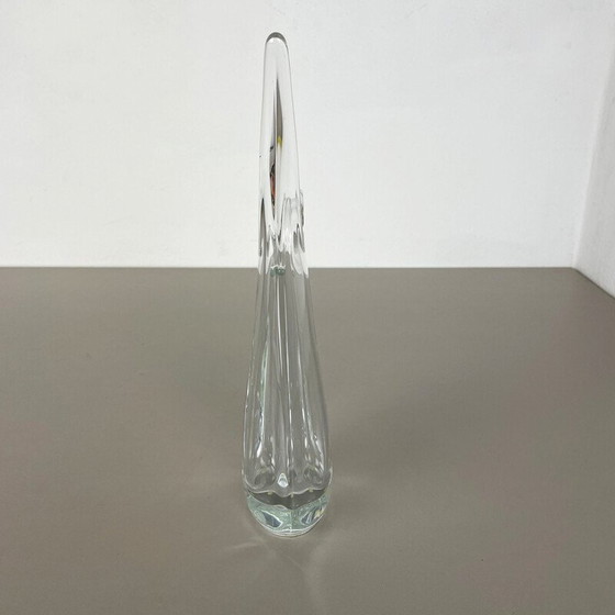 Image 1 of Vase vintage en cristal floral par Flavio Poli pour Art Vannes, France 1970