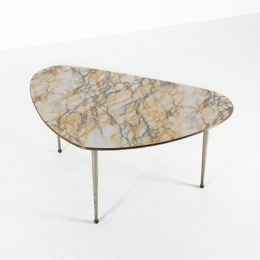 Table basse tripode avec plateau en marbre, Mid Century Modern, 1960S