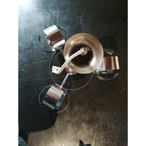 Image 1 of Lustre vintage en métal chromé, 1970