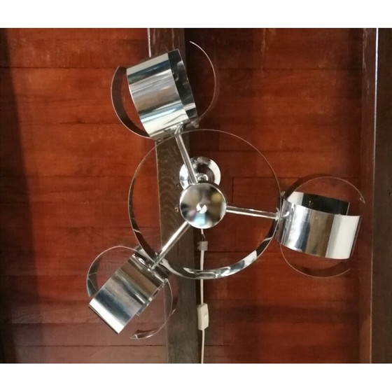 Image 1 of Lustre vintage en métal chromé, 1970