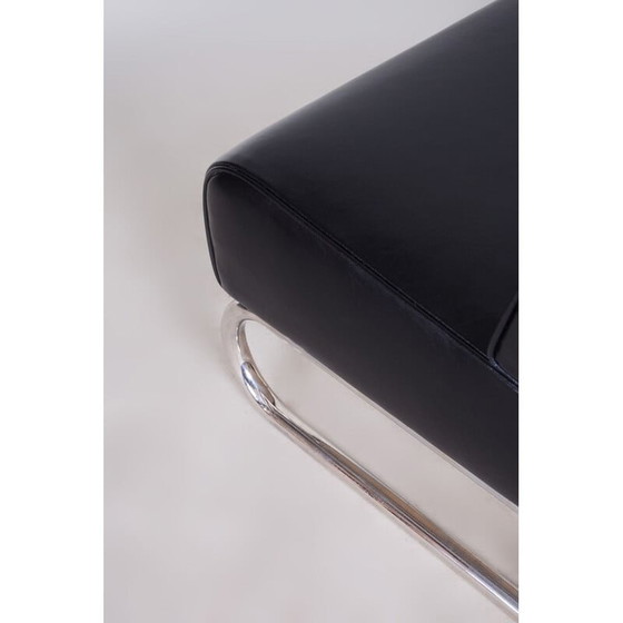 Image 1 of Fauteuil vintage en cuir noir, Tchécoslovaquie, années 1930