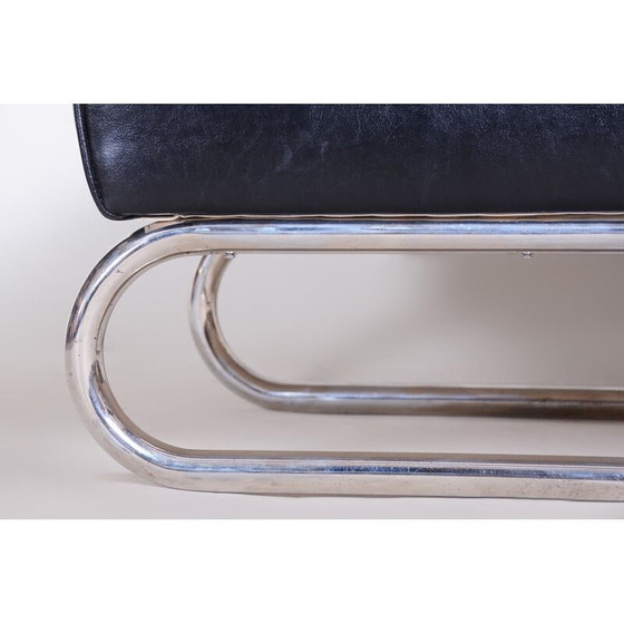 Image 1 of Fauteuil vintage en cuir noir, Tchécoslovaquie, années 1930