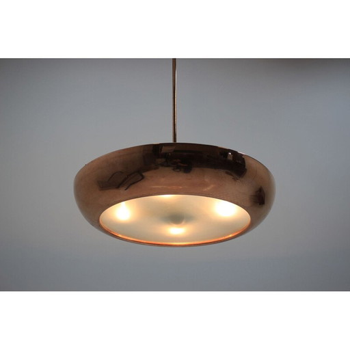 Pendentif vintage pour Napako en laiton et verre 1940