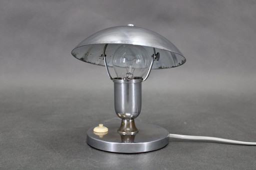 Lampe de table en nickel Bauhaus 1930S, Tchécoslovaquie