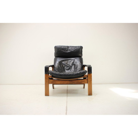 Image 1 of Fauteuil réglable vintage en bois et cuir par Peter Opsvik pour Westnofa, Norvège 1960