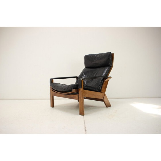 Image 1 of Fauteuil réglable vintage en bois et cuir par Peter Opsvik pour Westnofa, Norvège 1960