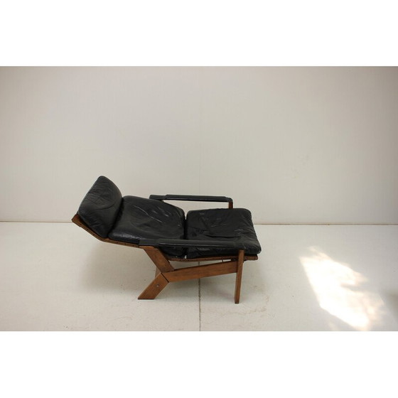 Image 1 of Fauteuil réglable vintage en bois et cuir par Peter Opsvik pour Westnofa, Norvège 1960