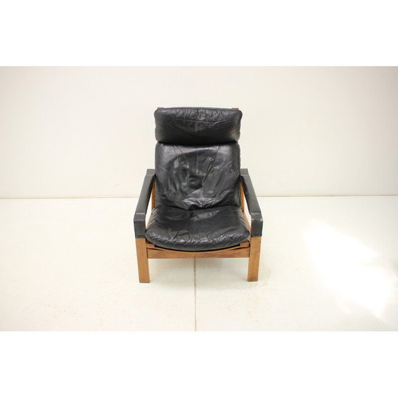 Image 1 of Fauteuil réglable vintage en bois et cuir par Peter Opsvik pour Westnofa, Norvège 1960