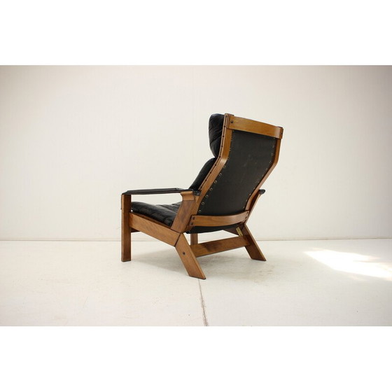 Image 1 of Fauteuil réglable vintage en bois et cuir par Peter Opsvik pour Westnofa, Norvège 1960
