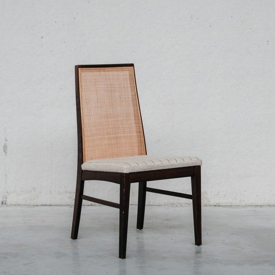 Image 1 of Ensemble de 6 chaises de salle à manger vintage en rotin et frêne, Danemark 1980