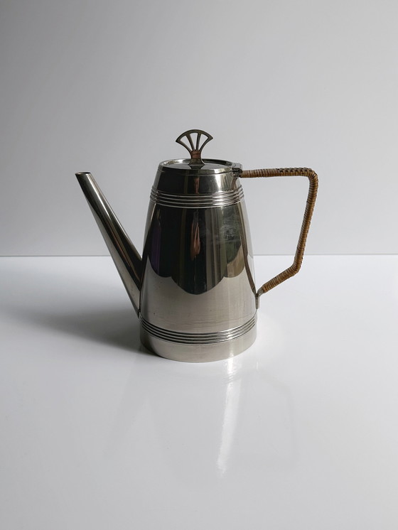 Image 1 of Art Deco Service à café 30Er 1930 Argenté Métal Argenté Hôtelier Verseuse Sucre Lait