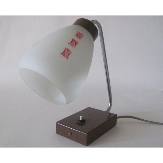 Image 1 of Lampe de table vintage en verre et métal, Tchécoslovaquie 1960