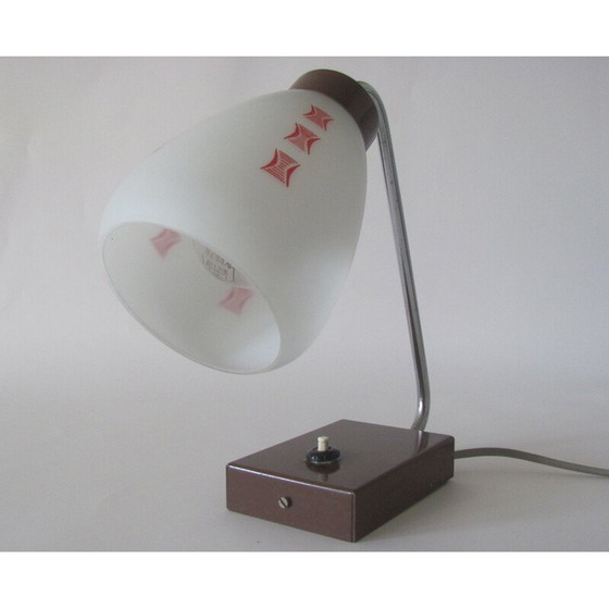 Image 1 of Lampe de table vintage en verre et métal, Tchécoslovaquie 1960
