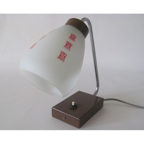 Image 1 of Lampe de table vintage en verre et métal, Tchécoslovaquie 1960