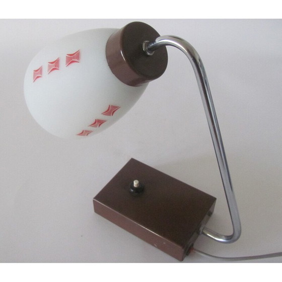 Image 1 of Lampe de table vintage en verre et métal, Tchécoslovaquie 1960