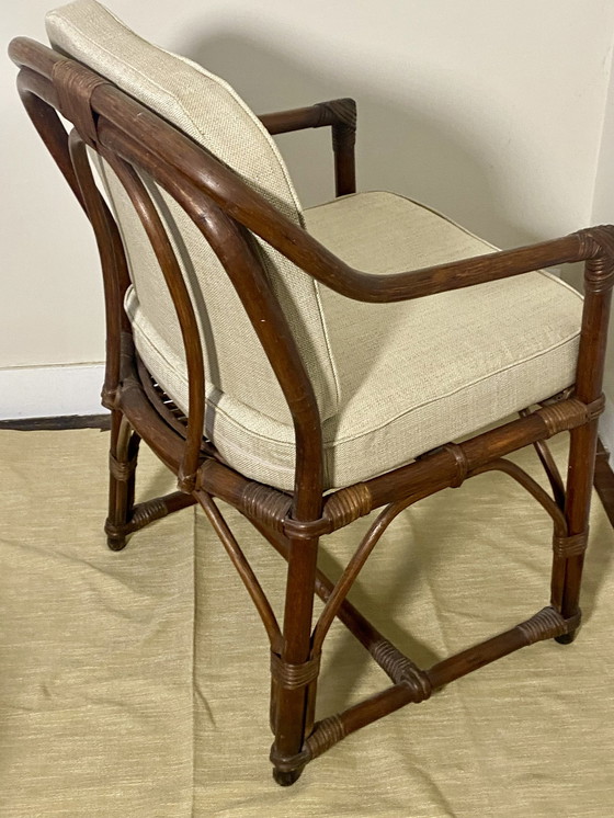 Image 1 of Fauteuil En Rotin Et Osier Année 1970 Ref August