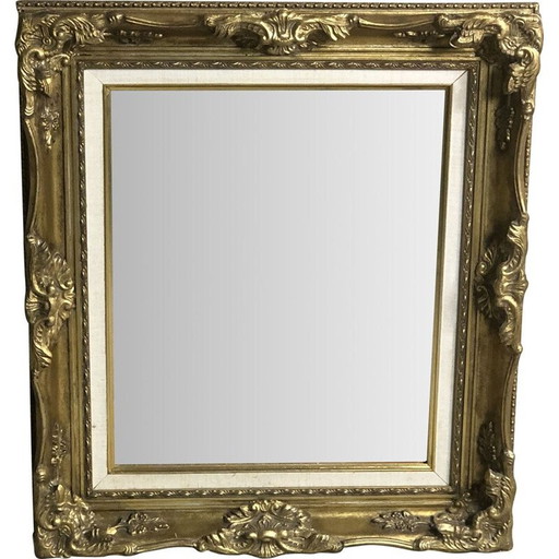 Miroir vintage en bois doré rectangulaire