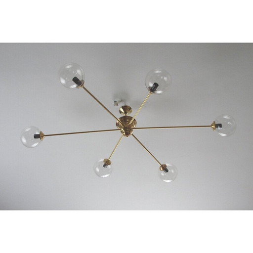 Lustre Vitange, laiton et verre 1960