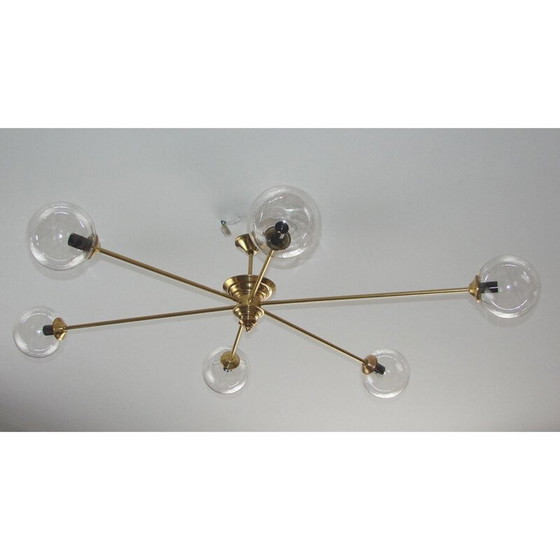 Image 1 of Lustre Vitange, laiton et verre 1960