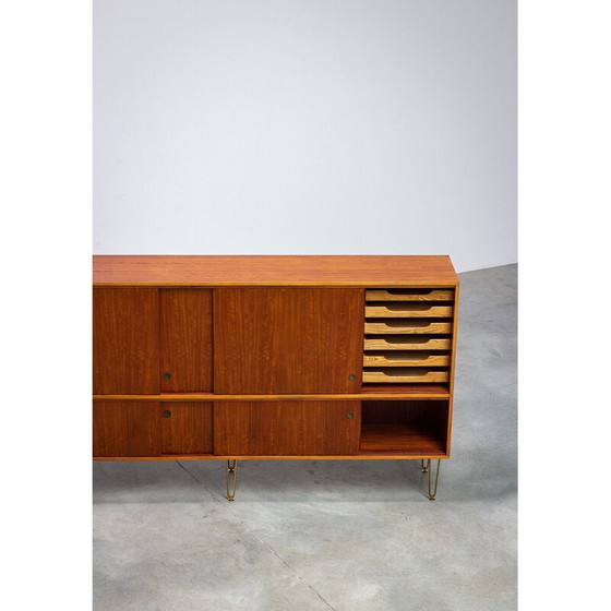 Image 1 of Buffet vintage avec pieds en épingle à cheveux en laiton par Alfred Hendrickx pour Belform, 1950